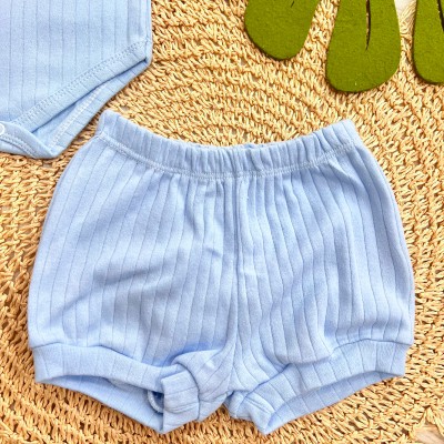 Conj. Body Regata e Short Canelado - Azul